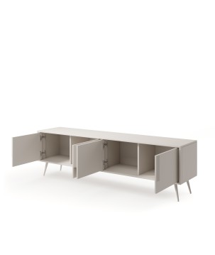 Stolik RTV VERA 186 cm 4D Kaszmir – Nowoczesna Szafka RTV do Salonu z Cichym Domykiem na Metalowych Nogach Glamour Loft