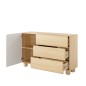 COMO komoda 130 cm 3 szuflady jasne drewno – nowoczesna komoda MDF, push-to-open, pełen wysuw, drewniane nogi, minimalistyczny d COMO komoda 130 cm 3 szuflady jasne drewno – nowoczesna komoda MDF, push-to-open, pełen wysuw, drewniane nogi, minimalistyczny d