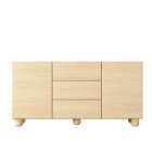 COMO komoda 160 cm 2 drzwi 3 szuflady jasne drewno – nowoczesna komoda MDF, push-to-open, pełen wysuw, drewniane nogi, minimalis