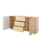 COMO komoda 160 cm 2 drzwi 3 szuflady jasne drewno – nowoczesna komoda MDF, push-to-open, pełen wysuw, drewniane nogi, minimalis COMO komoda 160 cm 2 drzwi 3 szuflady jasne drewno – nowoczesna komoda MDF, push-to-open, pełen wysuw, drewniane nogi, minimalis