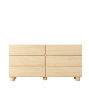 COMO komoda 160 cm 6 szuflad jasne drewno – nowoczesna komoda MDF, push-to-open, pełen wysuw, drewniane nogi, minimalistyczny de