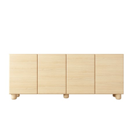 COMO komoda 200 cm 4-drzwiowa jasne drewno – nowoczesna duża komoda MDF, push-to-open, drewniane nogi, minimalistyczny design