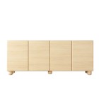 COMO komoda 200 cm 4-drzwiowa jasne drewno – nowoczesna duża komoda MDF, push-to-open, drewniane nogi, minimalistyczny design