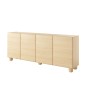 COMO komoda 200 cm 4-drzwiowa jasne drewno – nowoczesna duża komoda MDF, push-to-open, drewniane nogi, minimalistyczny design COMO komoda 200 cm 4-drzwiowa jasne drewno – nowoczesna duża komoda MDF, push-to-open, drewniane nogi, minimalistyczny design