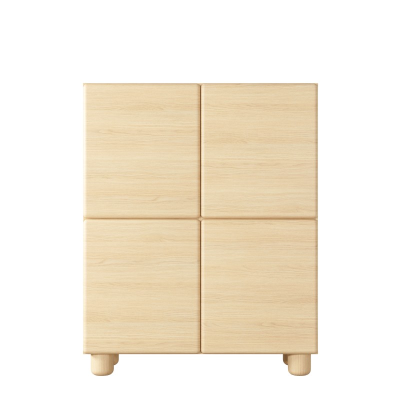 COMO wysoka komoda 4-drzwiowa jasne drewno – nowoczesna komoda MDF, push-to-open, drewniane nogi, minimalistyczny design, zaokrą COMO wysoka komoda 4-drzwiowa jasne drewno – nowoczesna komoda MDF, push-to-open, drewniane nogi, minimalistyczny design, zaokrą