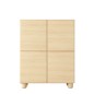 COMO wysoka komoda 4-drzwiowa jasne drewno – nowoczesna komoda MDF, push-to-open, drewniane nogi, minimalistyczny design, zaokrą COMO wysoka komoda 4-drzwiowa jasne drewno – nowoczesna komoda MDF, push-to-open, drewniane nogi, minimalistyczny design, zaokrą