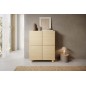 COMO wysoka komoda 4-drzwiowa jasne drewno – nowoczesna komoda MDF, push-to-open, drewniane nogi, minimalistyczny design, zaokrą COMO wysoka komoda 4-drzwiowa jasne drewno – nowoczesna komoda MDF, push-to-open, drewniane nogi, minimalistyczny design, zaokrą