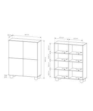 COMO wysoka komoda 4-drzwiowa jasne drewno – nowoczesna komoda MDF, push-to-open, drewniane nogi, minimalistyczny design, zaokrą