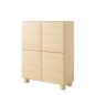 COMO wysoka komoda 4-drzwiowa jasne drewno – nowoczesna komoda MDF, push-to-open, drewniane nogi, minimalistyczny design, zaokrą COMO wysoka komoda 4-drzwiowa jasne drewno – nowoczesna komoda MDF, push-to-open, drewniane nogi, minimalistyczny design, zaokrą