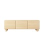 COMO stolik RTV 150 cm 3-drzwiowy jasne drewno – nowoczesna minimalistyczna szafka RTV MDF, push-to-open, drewniane nogi, zaokrą COMO stolik RTV 150 cm 3-drzwiowy jasne drewno – nowoczesna minimalistyczna szafka RTV MDF, push-to-open, drewniane nogi, zaokrą