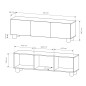 COMO stolik RTV 150 cm 3-drzwiowy jasne drewno – nowoczesna minimalistyczna szafka RTV MDF, push-to-open, drewniane nogi, zaokrą COMO stolik RTV 150 cm 3-drzwiowy jasne drewno – nowoczesna minimalistyczna szafka RTV MDF, push-to-open, drewniane nogi, zaokrą