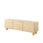 COMO stolik RTV 150 cm 3-drzwiowy jasne drewno – nowoczesna minimalistyczna szafka RTV MDF, push-to-open, drewniane nogi, zaokrą COMO stolik RTV 150 cm 3-drzwiowy jasne drewno – nowoczesna minimalistyczna szafka RTV MDF, push-to-open, drewniane nogi, zaokrą