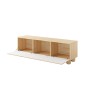 COMO stolik RTV 150 cm 3-drzwiowy jasne drewno – nowoczesna minimalistyczna szafka RTV MDF, push-to-open, drewniane nogi, zaokrą COMO stolik RTV 150 cm 3-drzwiowy jasne drewno – nowoczesna minimalistyczna szafka RTV MDF, push-to-open, drewniane nogi, zaokrą