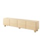 COMO stolik RTV 200 cm 4-drzwiowy jasne drewno – nowoczesna minimalistyczna szafka RTV MDF, push-to-open, drewniane nogi, zaokrą COMO stolik RTV 200 cm 4-drzwiowy jasne drewno – nowoczesna minimalistyczna szafka RTV MDF, push-to-open, drewniane nogi, zaokrą