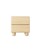COMO stolik nocny 2 szuflady jasne drewno – nowoczesna minimalistyczna szafka nocna MDF, push-to-open, drewniane nogi, pełen wys