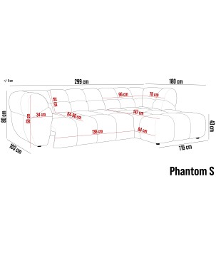Narożnik PHANTOM S Prawostronny z elektrycznym wysuwem siedziska Dress me 19 WERSAL