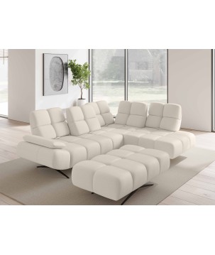 Nowoczesna pufa PRADO Soft Lux w tkaninie CURIO 02 WERSAL