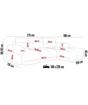 Narożnik WIND S z funkcją spania, poduszkami i pojemnikiem na pościel NOVORNEVER 06 WERSAL