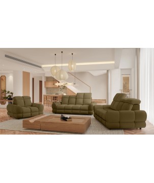 Nowoczesna sofa TOLLO 3 osobowa z regulacją zagłówka x2 tkanina SALVADOR 10 WERSAL