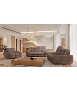 Nowoczesna sofa TOLLO 2 osobowa z elektryczną regulacją głębokości siedziska oraz z regulacją zagłówka x2 tkanina SALVADOR 03 WE