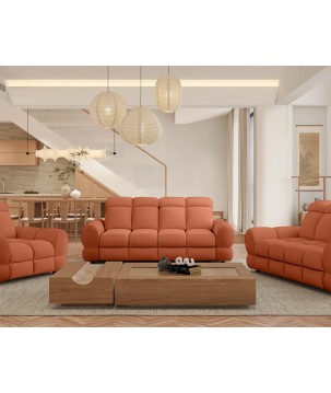 Nowoczesna sofa TOLLO 2 osobowa z elektryczną regulacją głębokości siedziska oraz z regulacją zagłówka x2 tkanina SALVADOR 07 WE
