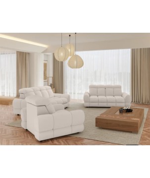 Nowoczesna sofa TOLLO 3 osobowa z elektryczną regulacją głębokości siedziska oraz z regulacją zagłówka x2 tkanina SALVADOR 01 WE