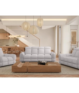 Nowoczesna sofa TOLLO 3 osobowa z elektryczną regulacją głębokości siedziska oraz z regulacją zagłówka x2 tkanina SALVADOR 13 WE