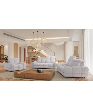 Nowoczesna sofa TOLLO 3 osobowa z elektryczną regulacją głębokości siedziska oraz z regulacją zagłówka x2 tkanina SALVADOR 13 WE