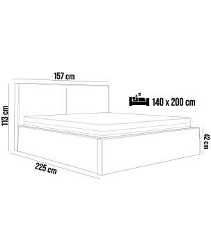 Łóżko Tapicerowane MARIETTA 140x200 – z pojemnikiem na pościel i metalowym stelażem POSO 29 WERSAL