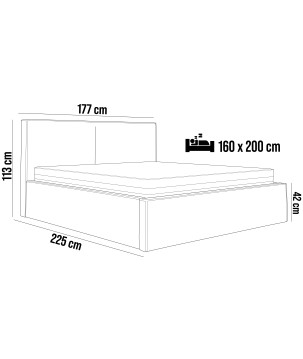 Łóżko Tapicerowane MARIETTA 160x200 – z pojemnikiem na pościel i metalowym stelażem POSO 105 WERSAL
