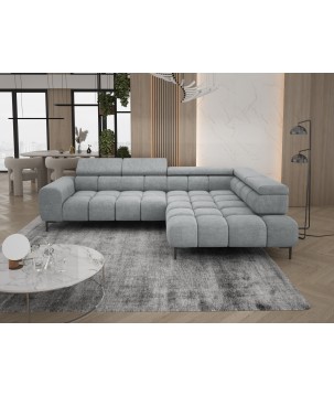 Narożnik PLAZA L Prawostronny z elektryczną regulacją siedziska w tkaninie CLOUD 81 WERSAL