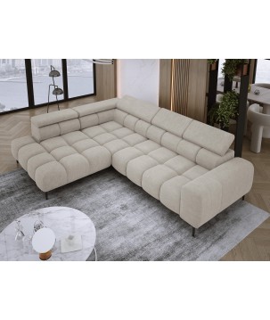 Narożnik PLAZA L Lewostronny z elektryczną regulacją siedziska w tkaninie CLOUD 03 WERSAL