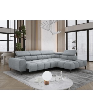 Narożnik PLAZA L Prawostronny z elektryczną regulacją siedziska w tkaninie CLOUD 81 WERSAL