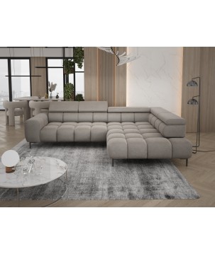 Narożnik PLAZA L Prawostronny z elektryczną regulacją siedziska w tkaninie APHRODITE 04 WERSAL