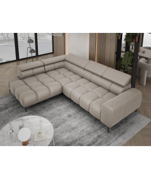Narożnik PLAZA L Lewostronny z elektryczną regulacją siedziska w tkaninie SOLAR 16 WERSAL