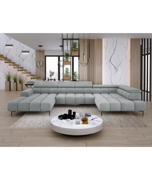 Narożnik PLAZA XL Prawostronny z elektryczną regulacją siedziska Tkanina CLOUD 81 WERSAL