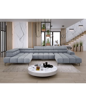 Narożnik PLAZA XL Lewostronny z elektryczną regulacją siedziska Tkanina CLOUD 82 WERSAL