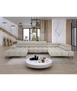 Narożnik PLAZA XL Prawostronny z elektryczną regulacją siedziska Tkanina CLOUD 03 WERSAL
