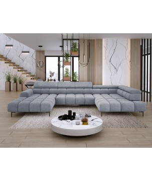Narożnik PLAZA XL Prawostronny z elektryczną regulacją siedziska Tkanina CLOUD 82 WERSAL
