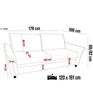 Sofa, Kanapa CANTO 120 z funkcją spania wolnostojąca WERSAL