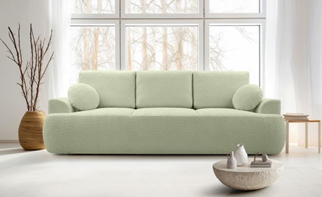 Trzyosobowa, rozkładana sofa Velo w kolorze seledynowym